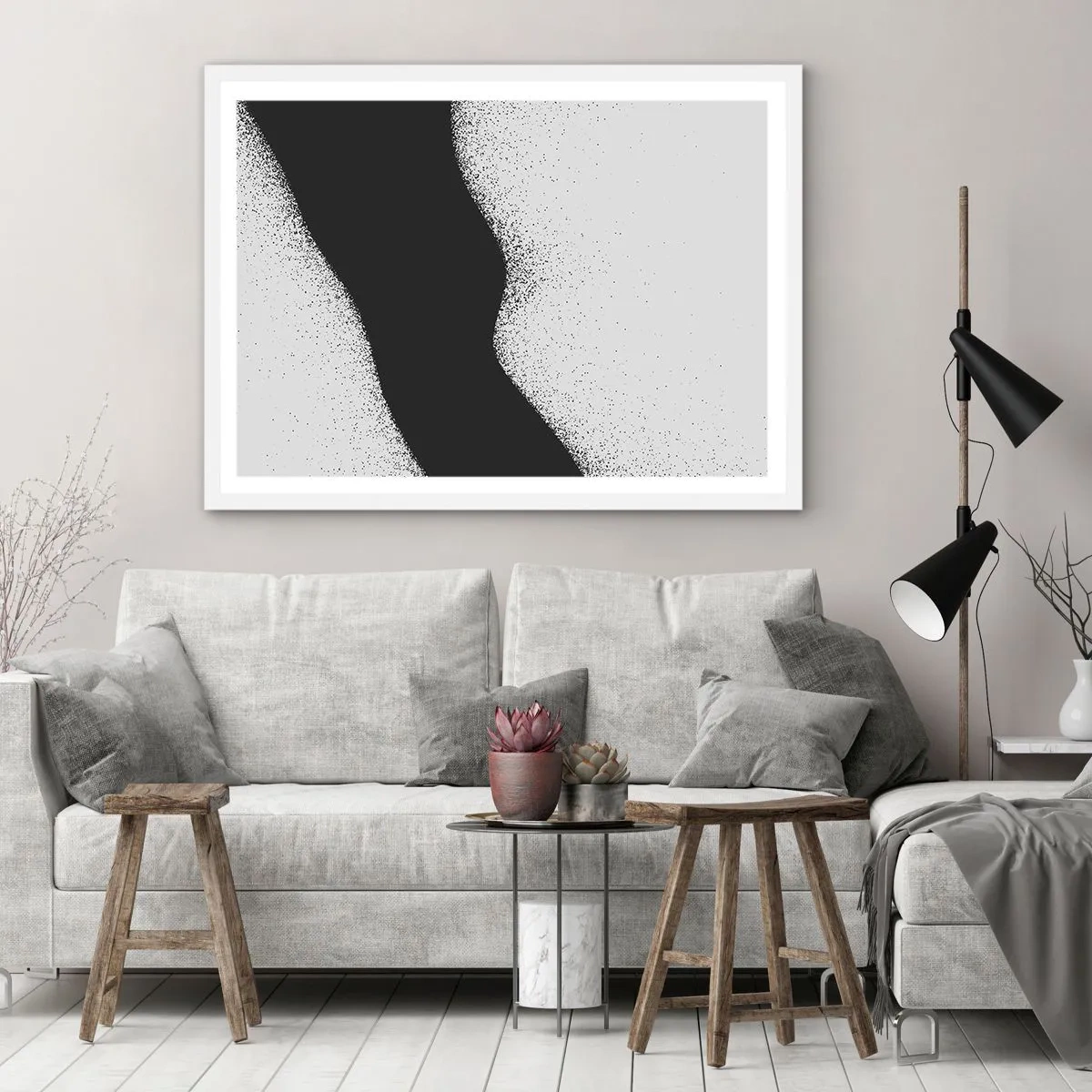 Poster în ramă albă - Echilibru lichid - 70x50 cm