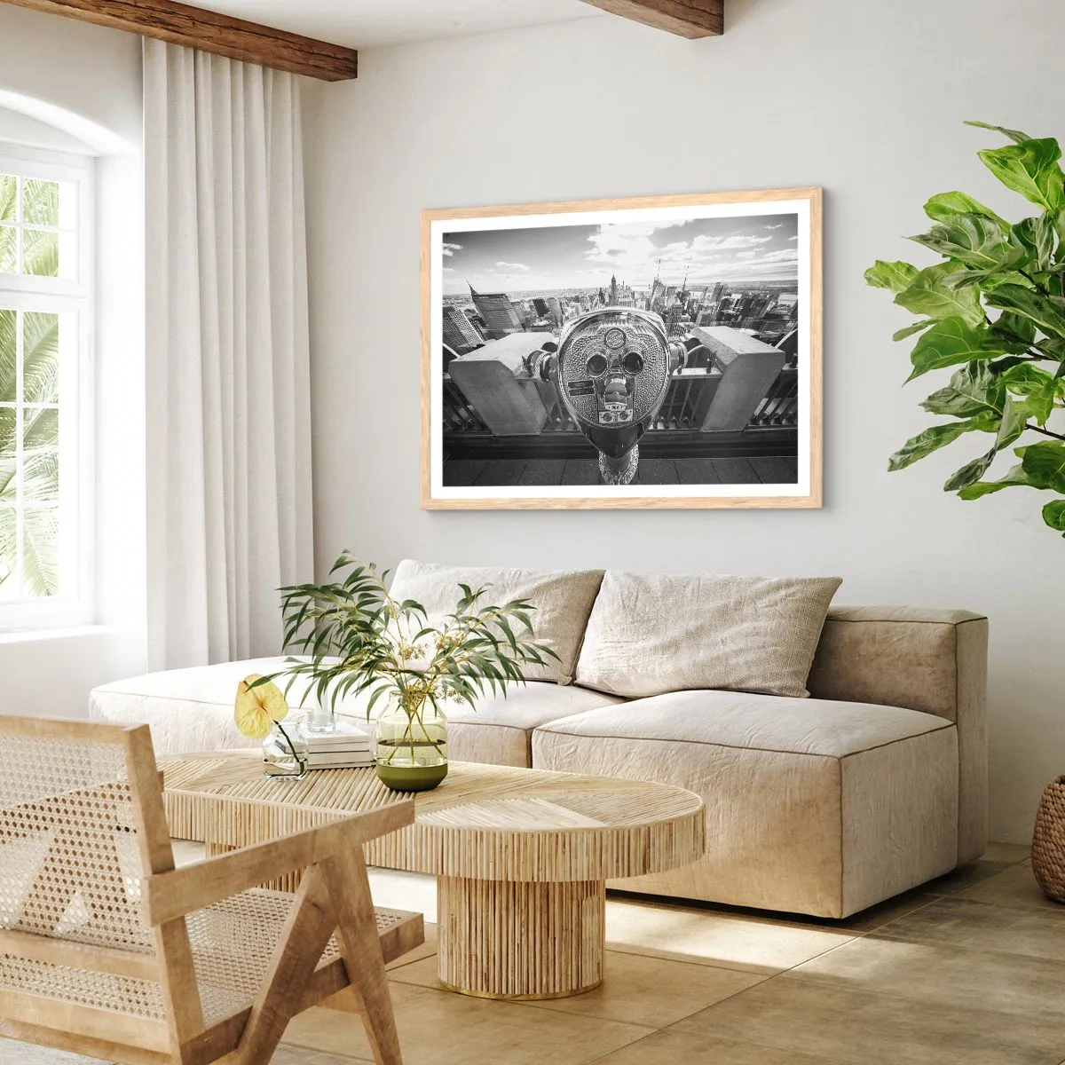 Poster în ramă de stejar deschis - Orașul de deasupra orașelor - 40x30 cm