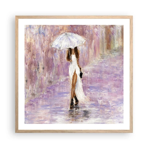Poster în ramă de stejar deschis - În ploaia de liliac - 60x60 cm