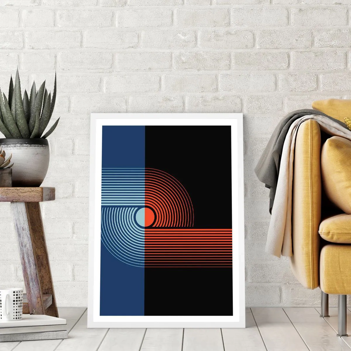 Poster în ramă albă - Într-o îmbrăţişare geometrică - 40x50 cm