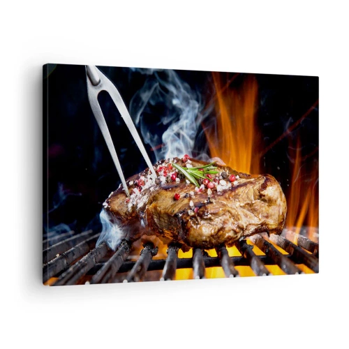 Tablou pe pânză Canvas - Friptură la grătar cu mirodenii - 70x50cm - Suculente și parfumate - Decorațiune modernă pentru perete pentru living și dormitor ARTTOR