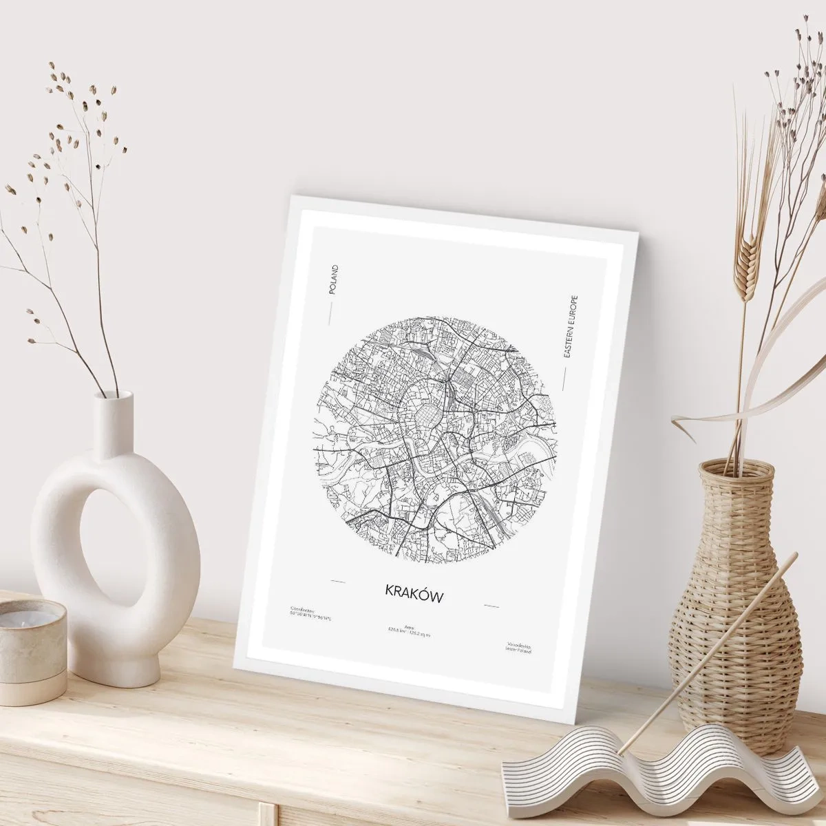 Poster în ramă albă - Anatomia Cracoviei - 30x40 cm