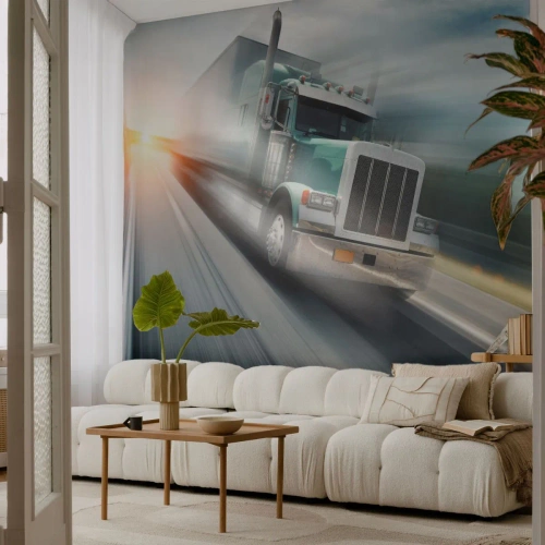 Tapet Premium Sand - Gigant american în mișcare - Camion, Automobile, Transport - 250x175 cm