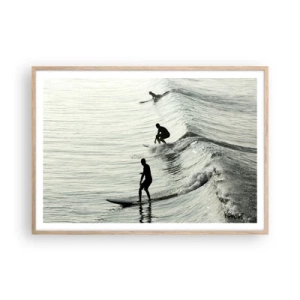 Poster în ramă de stejar deschis - Pentru a întâmpina valul - 100x70 cm