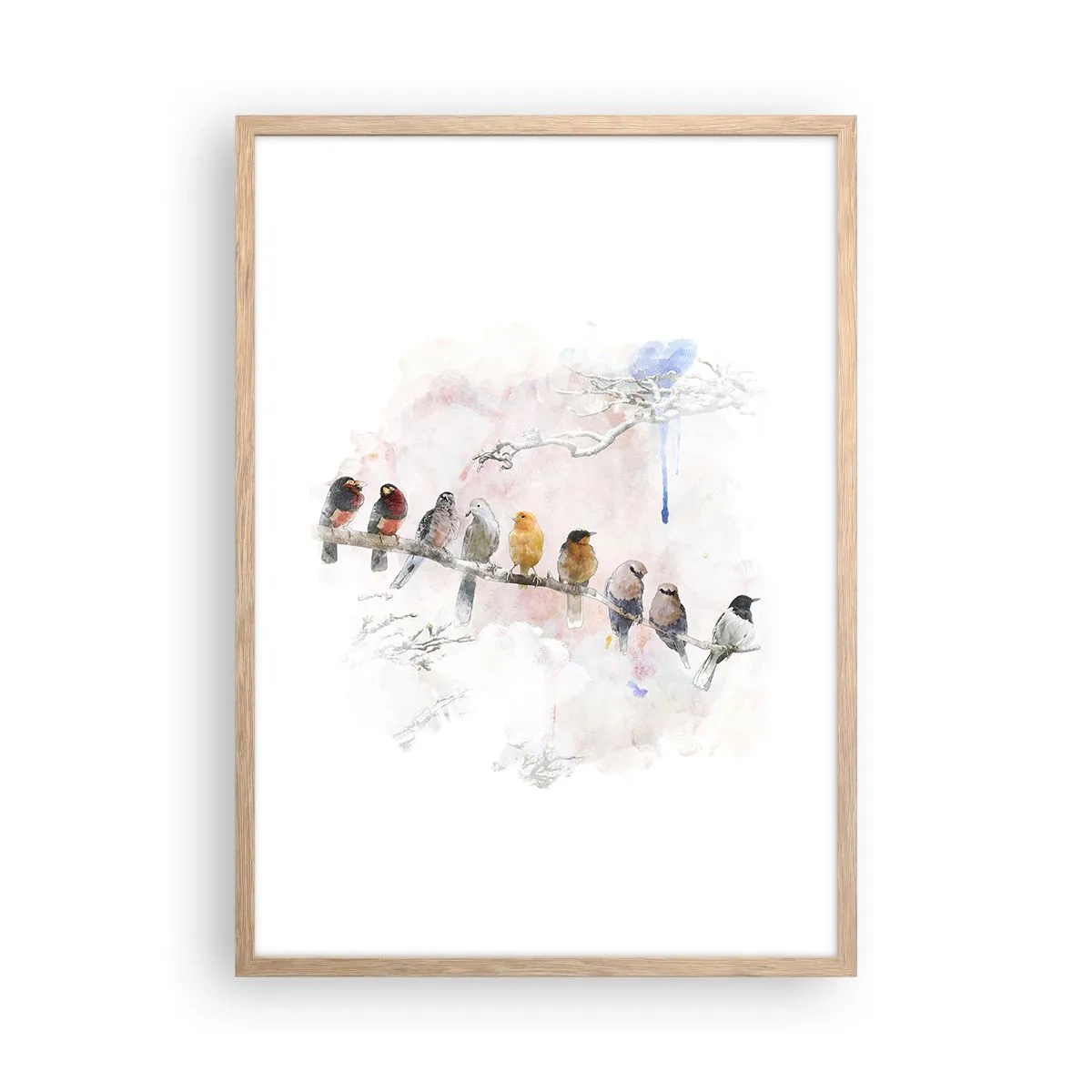 Poster în ramă de stejar deschis - Întâlnire înaripată - 50x70 cm