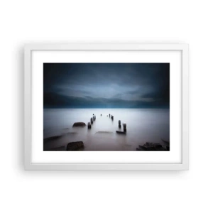 Poster în ramă albă - Un lac în ceața calmă - 40x30 cm