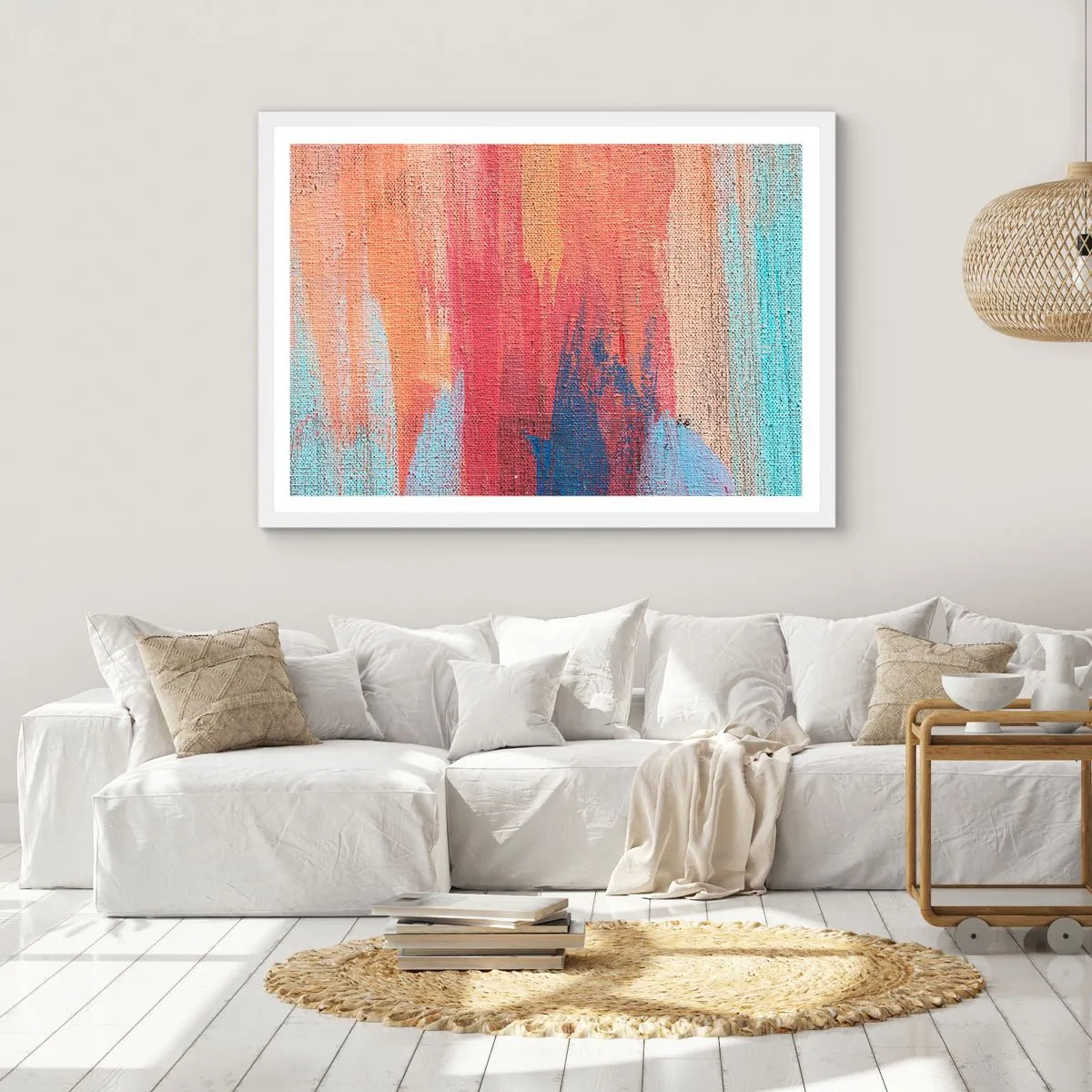 Poster în ramă albă - Plutind prin curcubeu - 91x61 cm