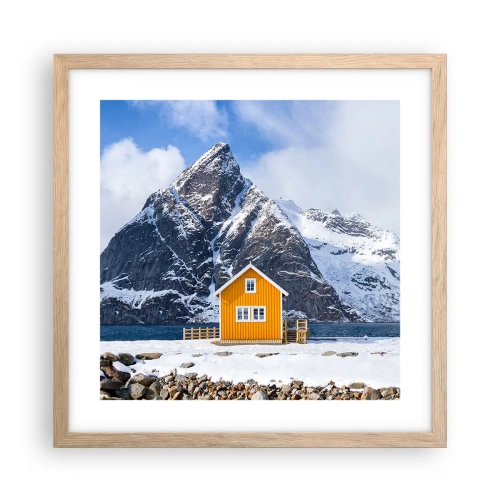 Poster în ramă de stejar deschis - Vacanță scandinavă - 40x40 cm