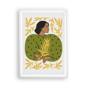 Poster în ramă albă - Fata hawaiiană - 70x100 cm