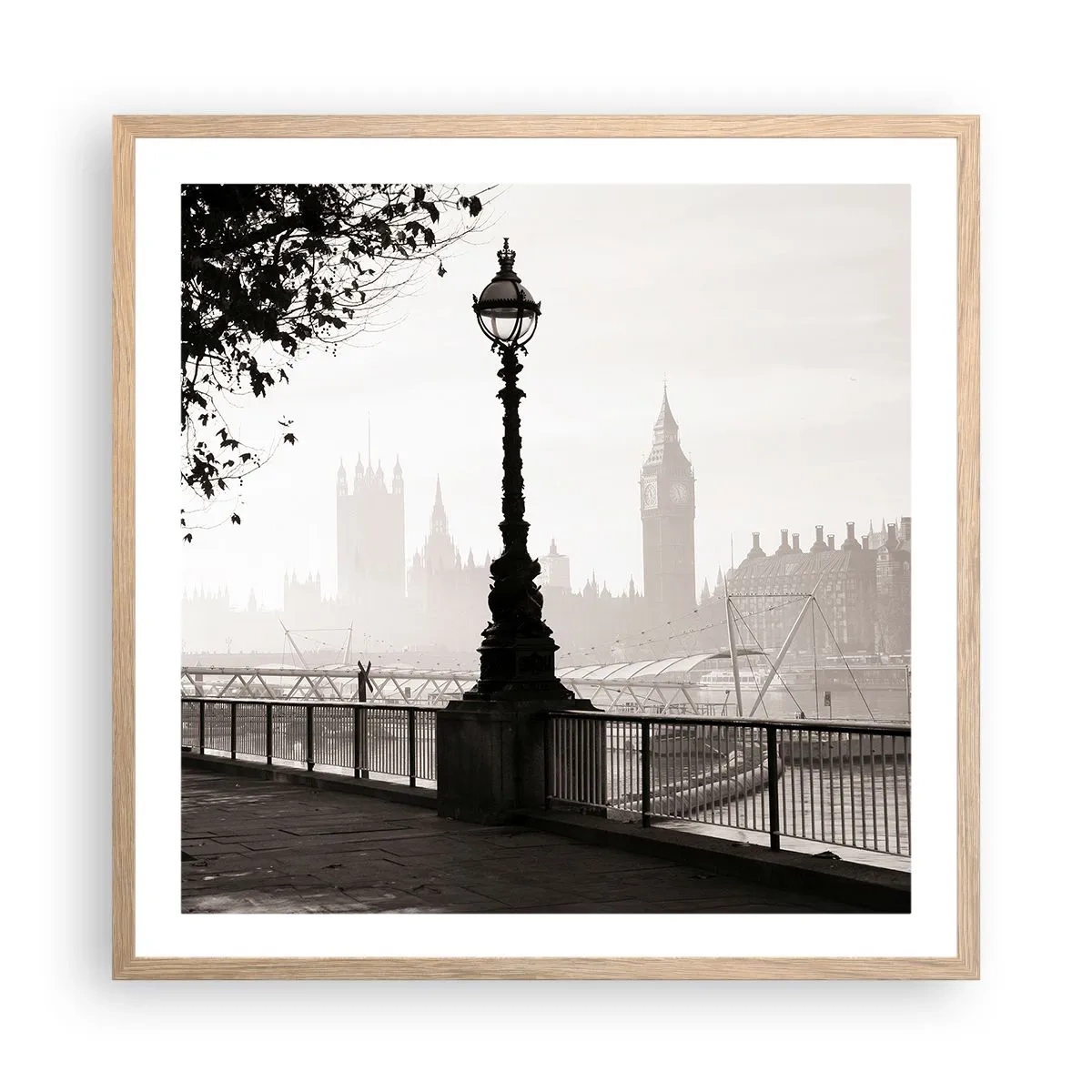 Poster în ramă de stejar deschis - Londra de dimineața - 60x60 cm
