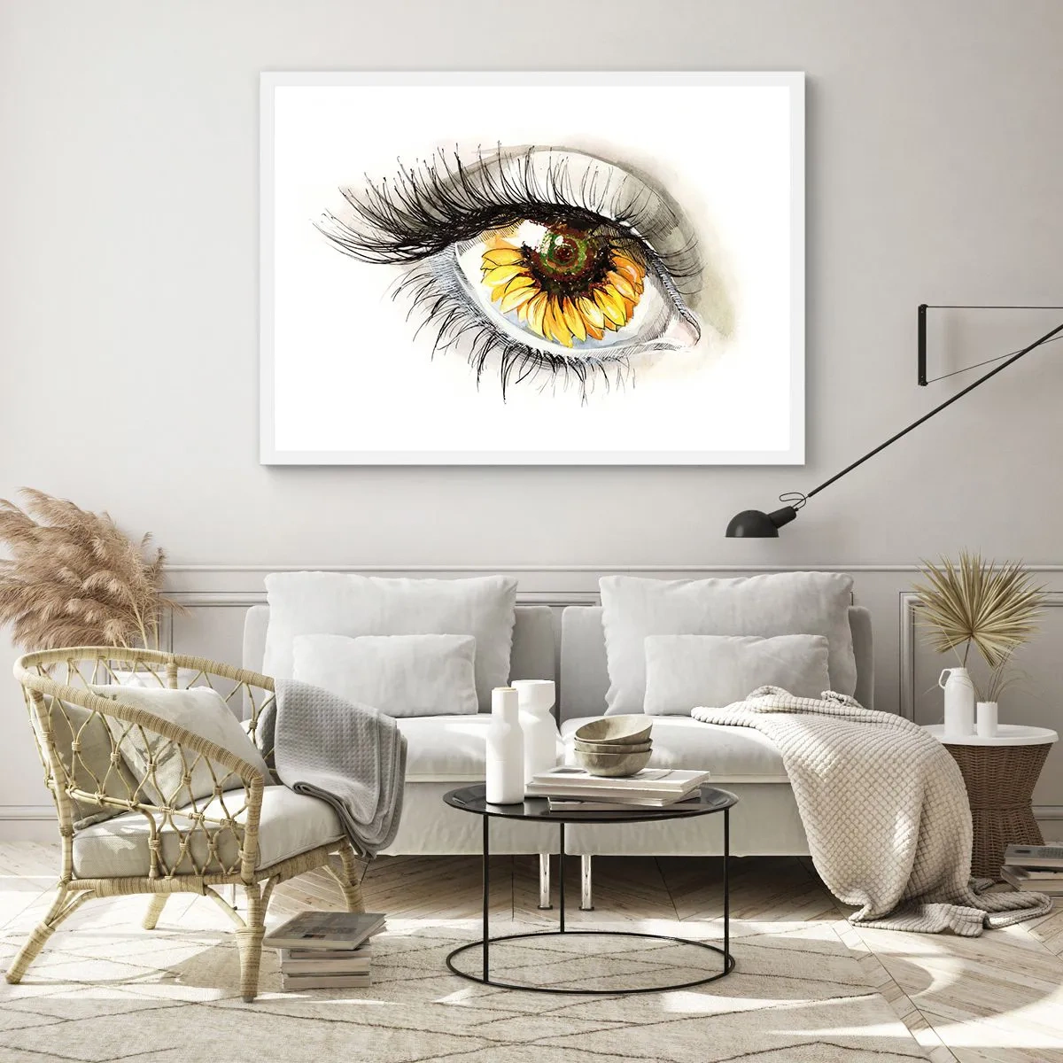 Poster în ramă albă - O privire la fel de fierbinte ca vara - 100x70 cm