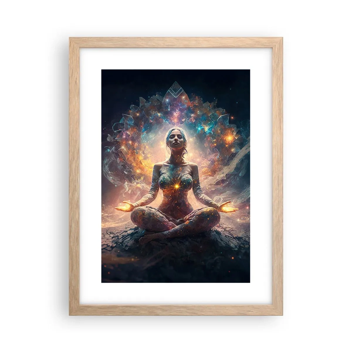 Poster în ramă de stejar deschis - Flux de energie bună - 30x40 cm