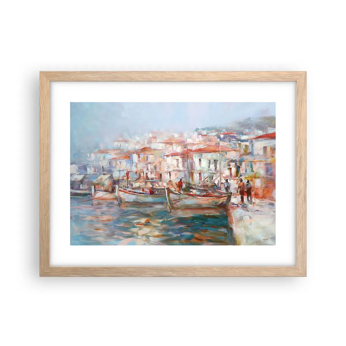 Poster în ramă de stejar deschis - Vacanță pastelată - 40x30 cm