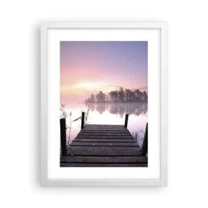 Poster în ramă albă - Din ceața de liliac... - 30x40 cm