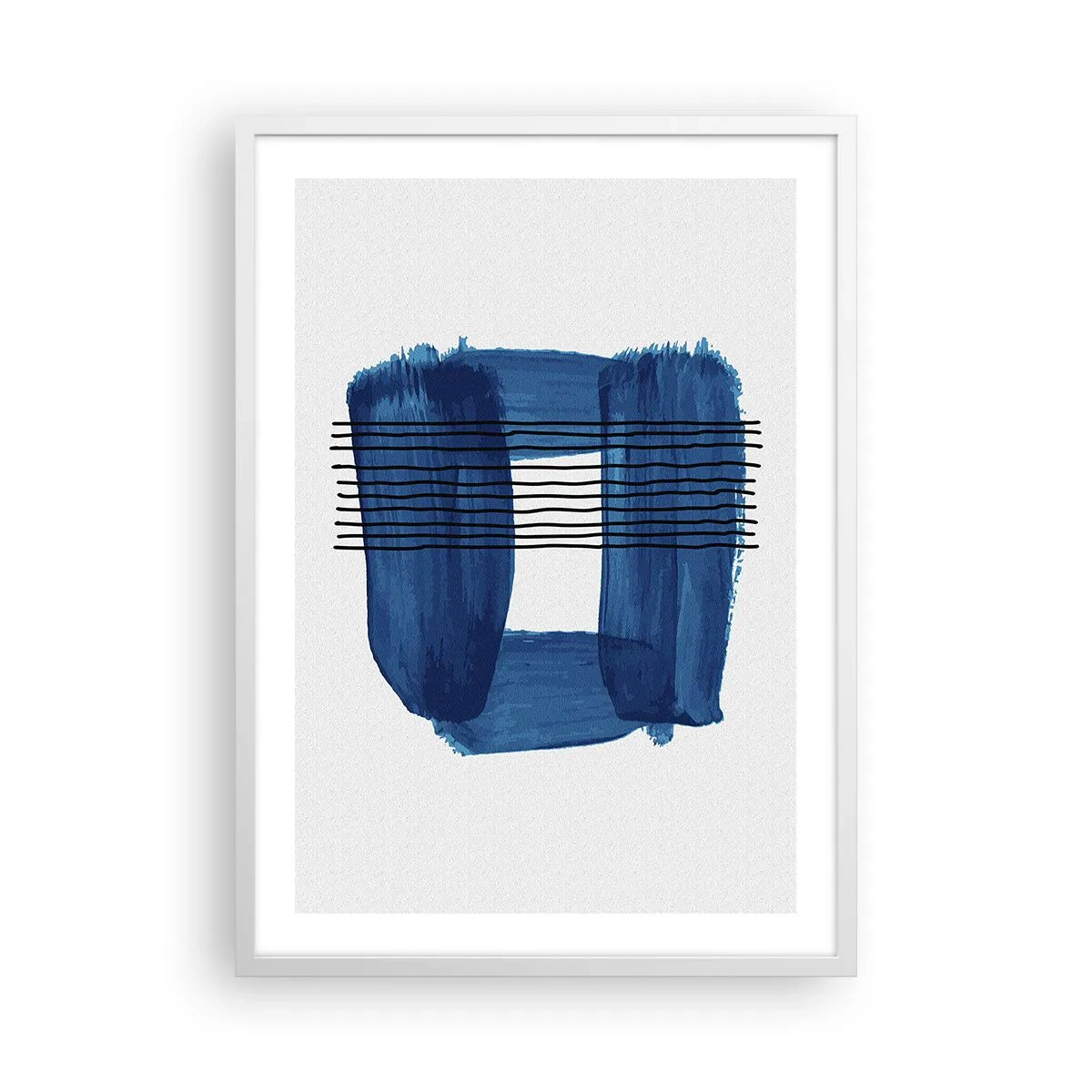Poster în ramă albă - Compoziție albastru-negru - 50x70 cm