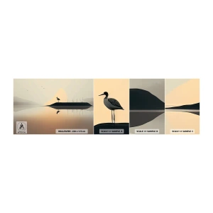 Mostră tapet autocolant Deluxe Sticker - Domn pe lac - Pasăre, Peisaj, Minimalism - 100x30 cm