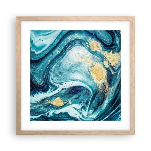 Poster în ramă de stejar deschis - Vârtej albastru - 40x40 cm