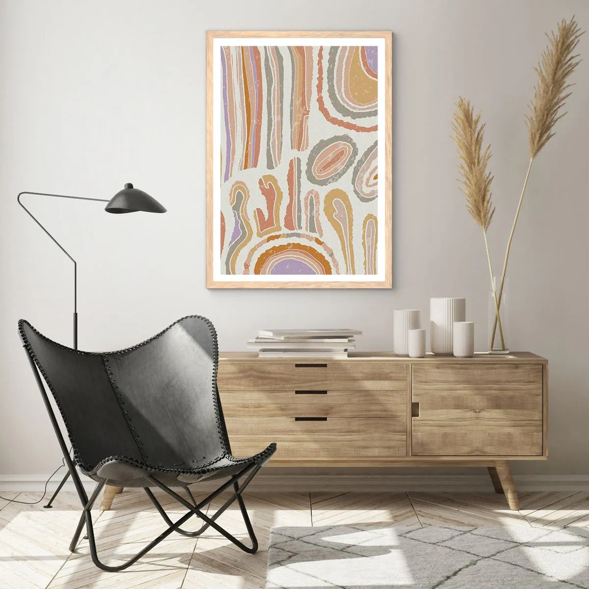 Poster în ramă de stejar deschis - Secțiuni colorate - 30x40 cm
