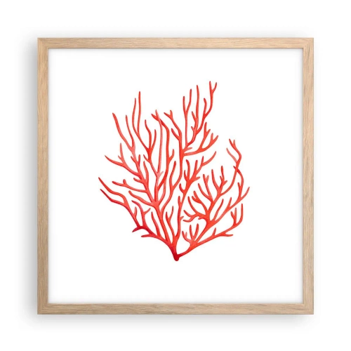 Poster în ramă de stejar deschis - Coral filigranat - 40x40 cm