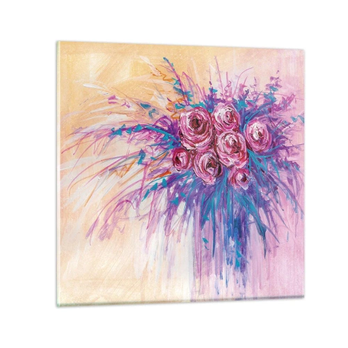 Tablou pe sticlă - Fântână de trandafiri - 60x60 cm
