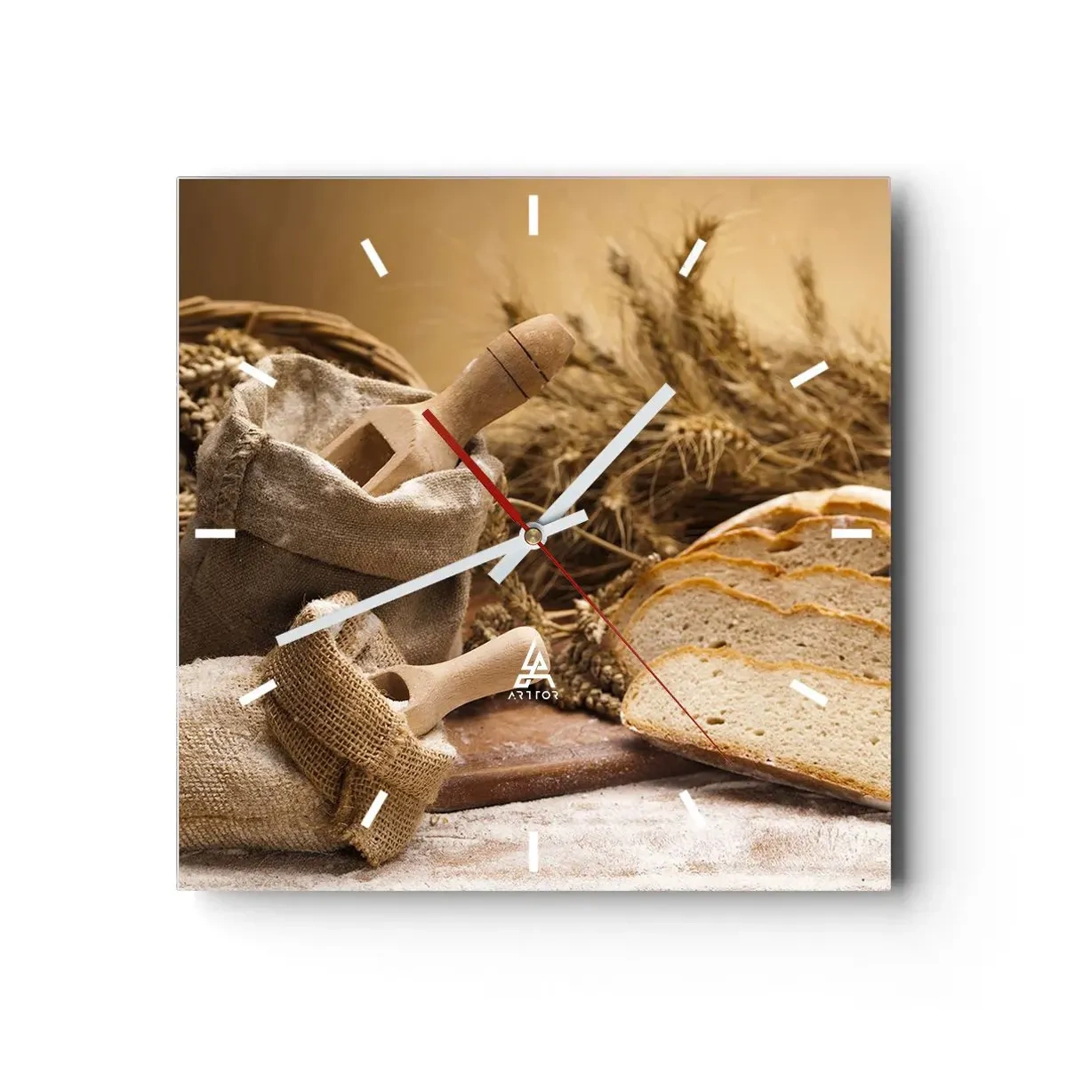 Ceas de perete - Ceas pe sticlă - Oprire violentă - 30x30 cm