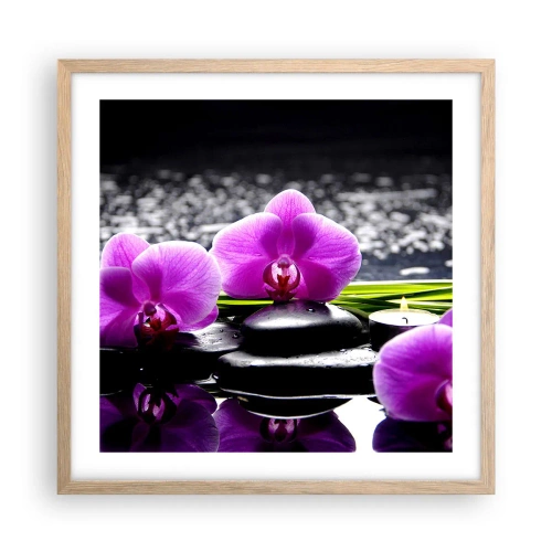 Poster în ramă de stejar deschis - Să te scufunzi în pace și liniște - 50x50 cm