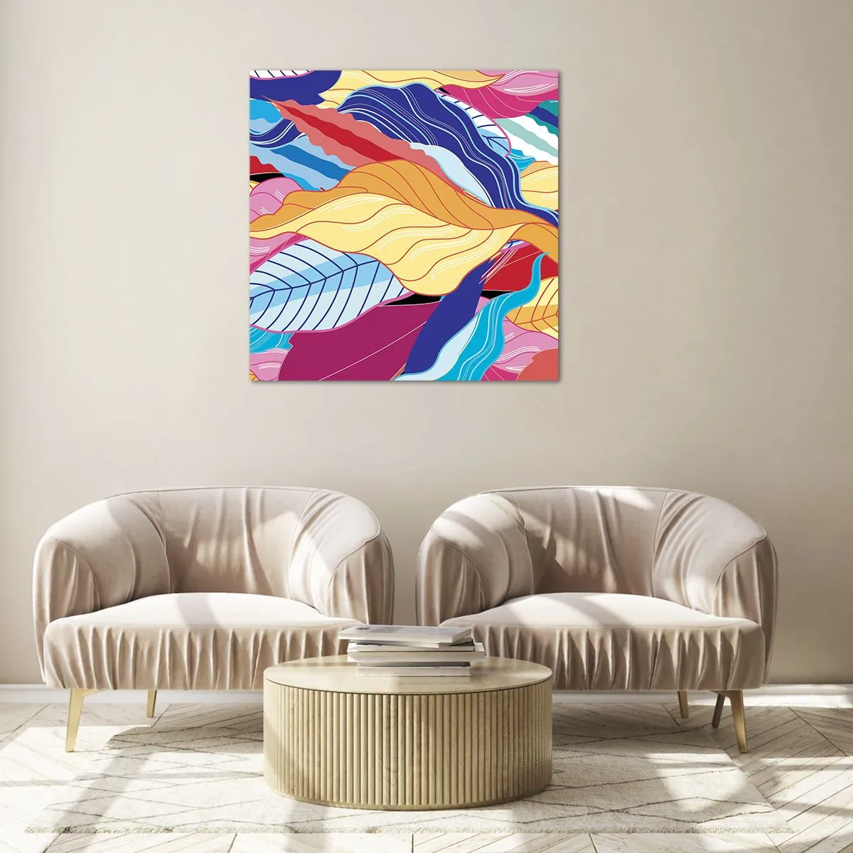 Tablou pe sticlă - O dezordine colorată - 30x30 cm