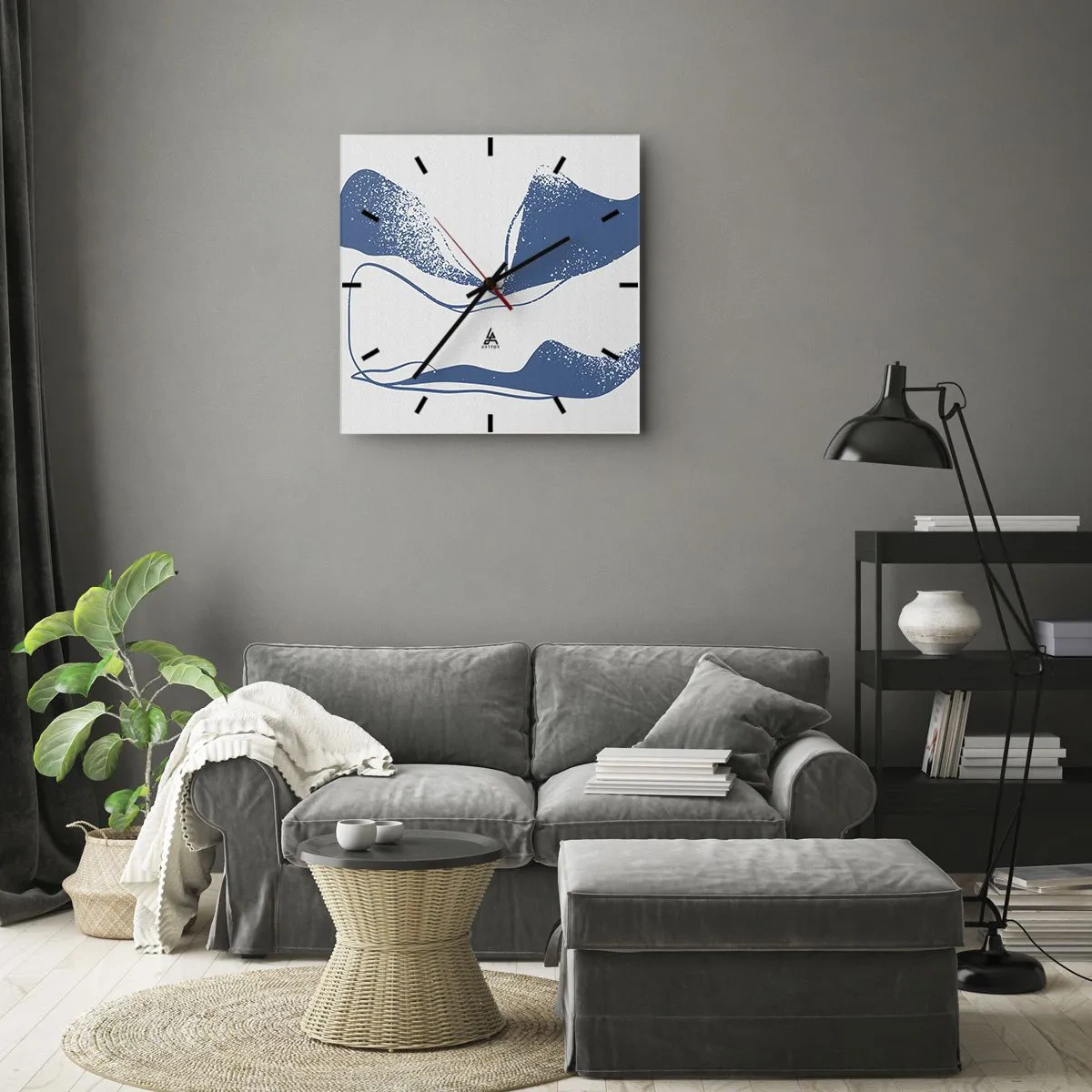 Ceas de perete - Ceas pe sticlă - Abstracție înaripată - 30x30 cm