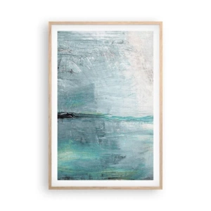 Poster în ramă de stejar deschis - Orizontal în albastru - 61x91 cm