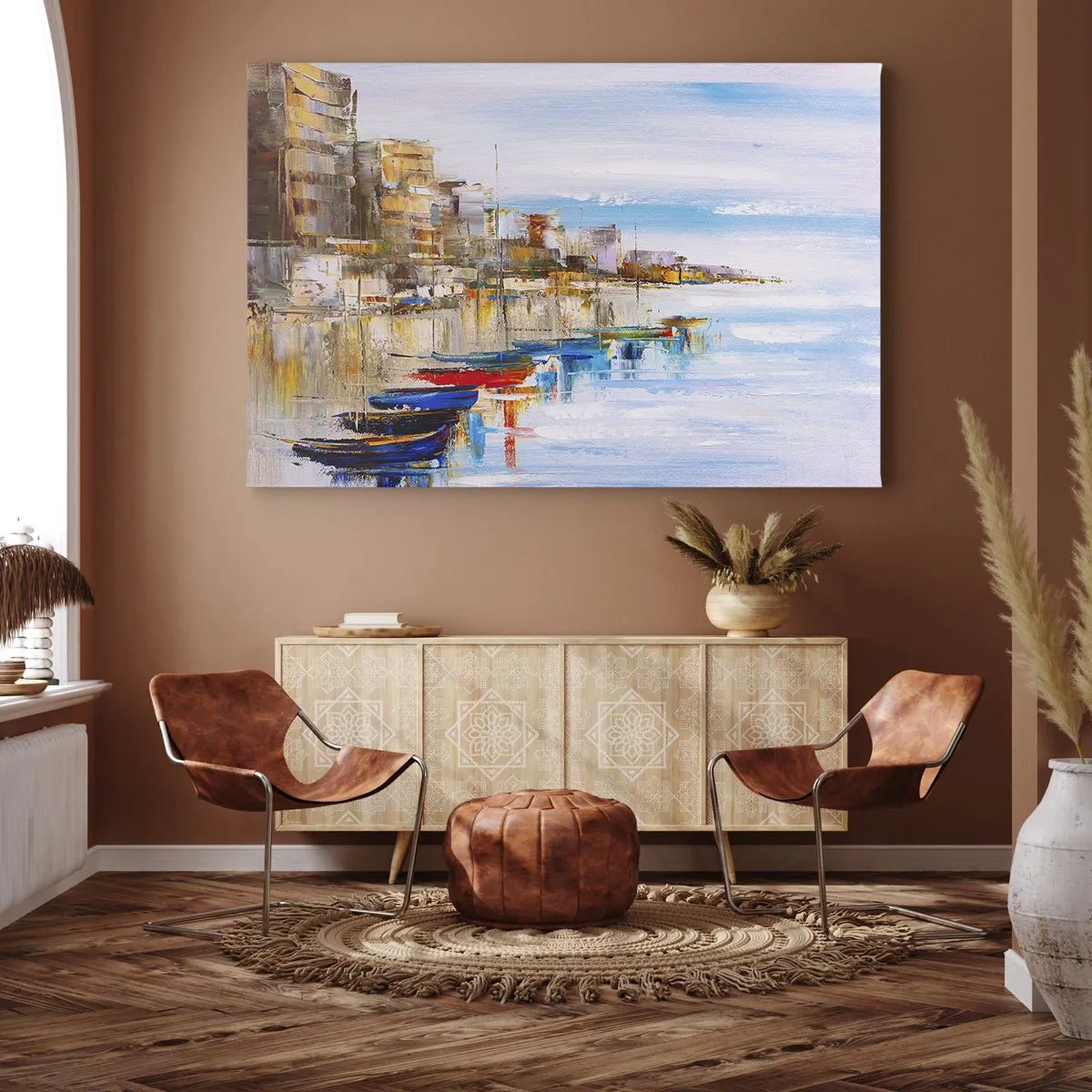 Tablou pe pânză - Port urban multicolor - 120x80 cm