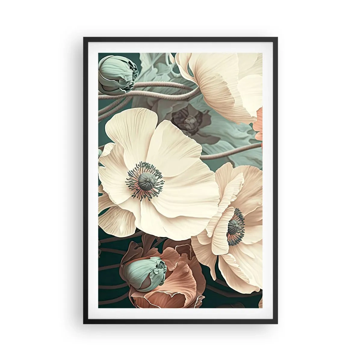 Poster în ramă neagră - Șoapta macilor - 61x91 cm