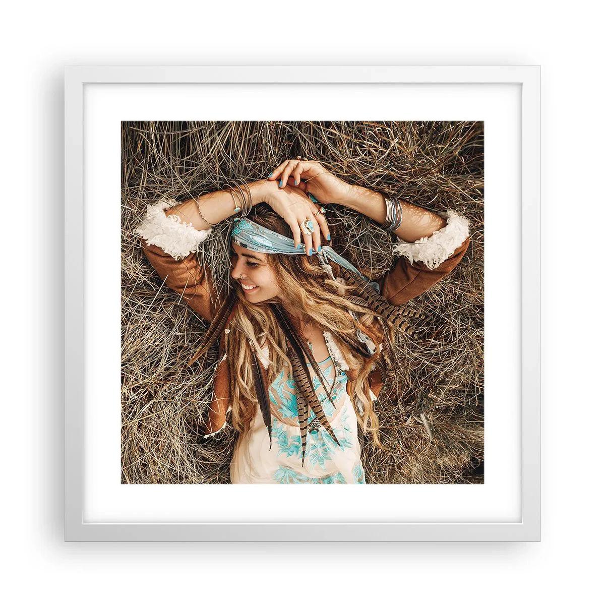 Poster în ramă albă - În drum spre vara iubirii - 40x40 cm