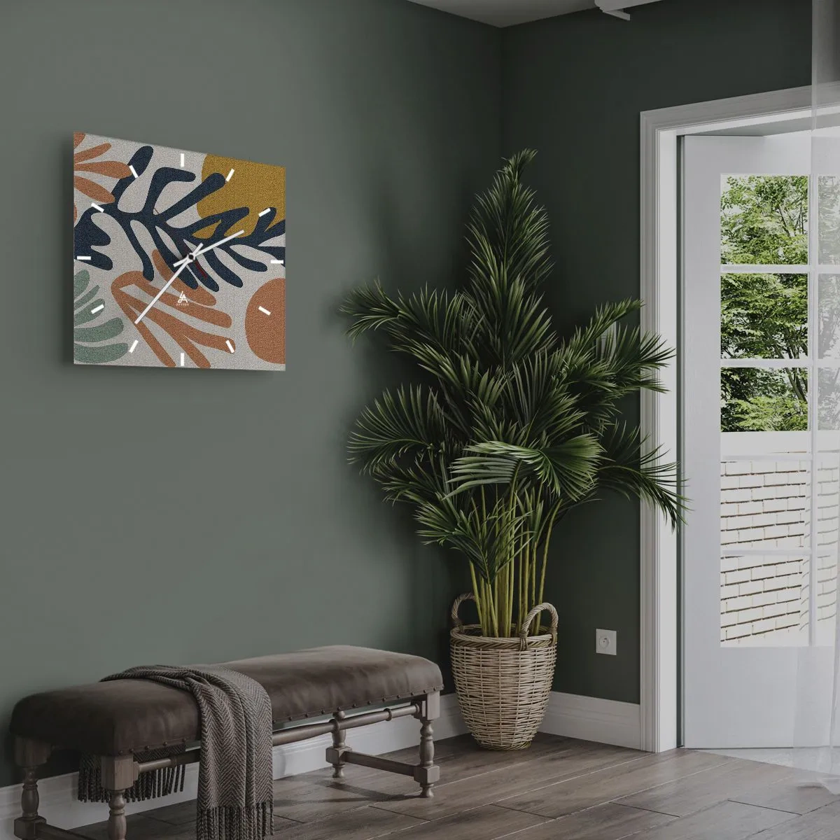 Ceas de perete - Ceas pe sticlă - Mări de corali - 30x30 cm