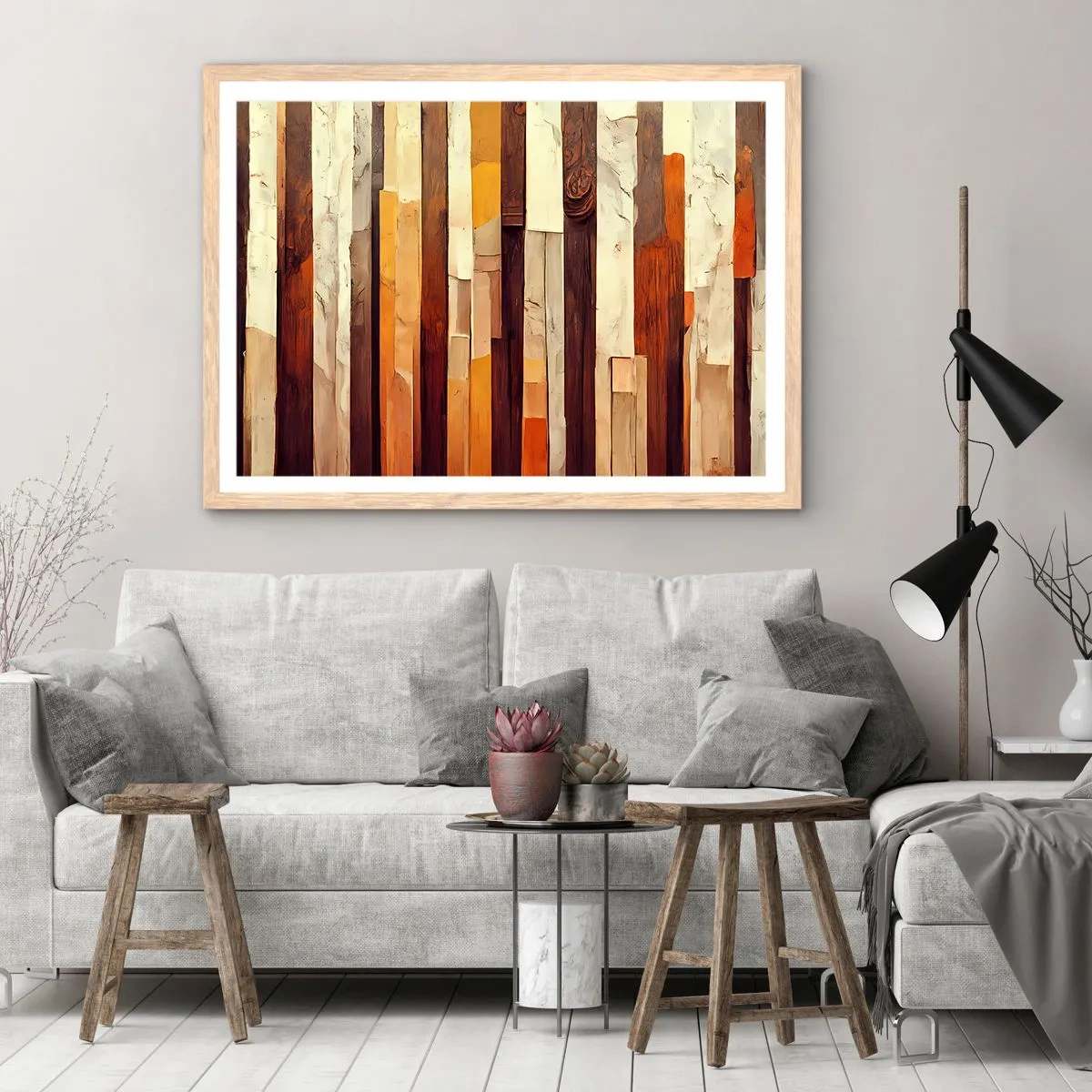 Poster în ramă de stejar deschis - Imnul copacilor din pădure - 91x61 cm