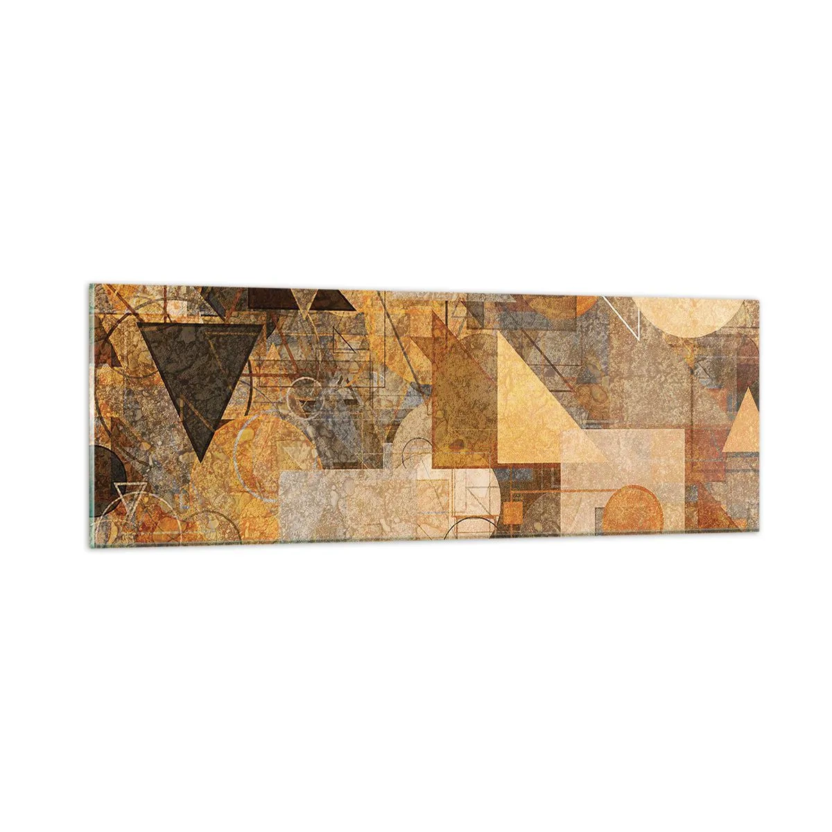 Tablou pe sticlă - Studiu cubist de bronz - 90x30 cm