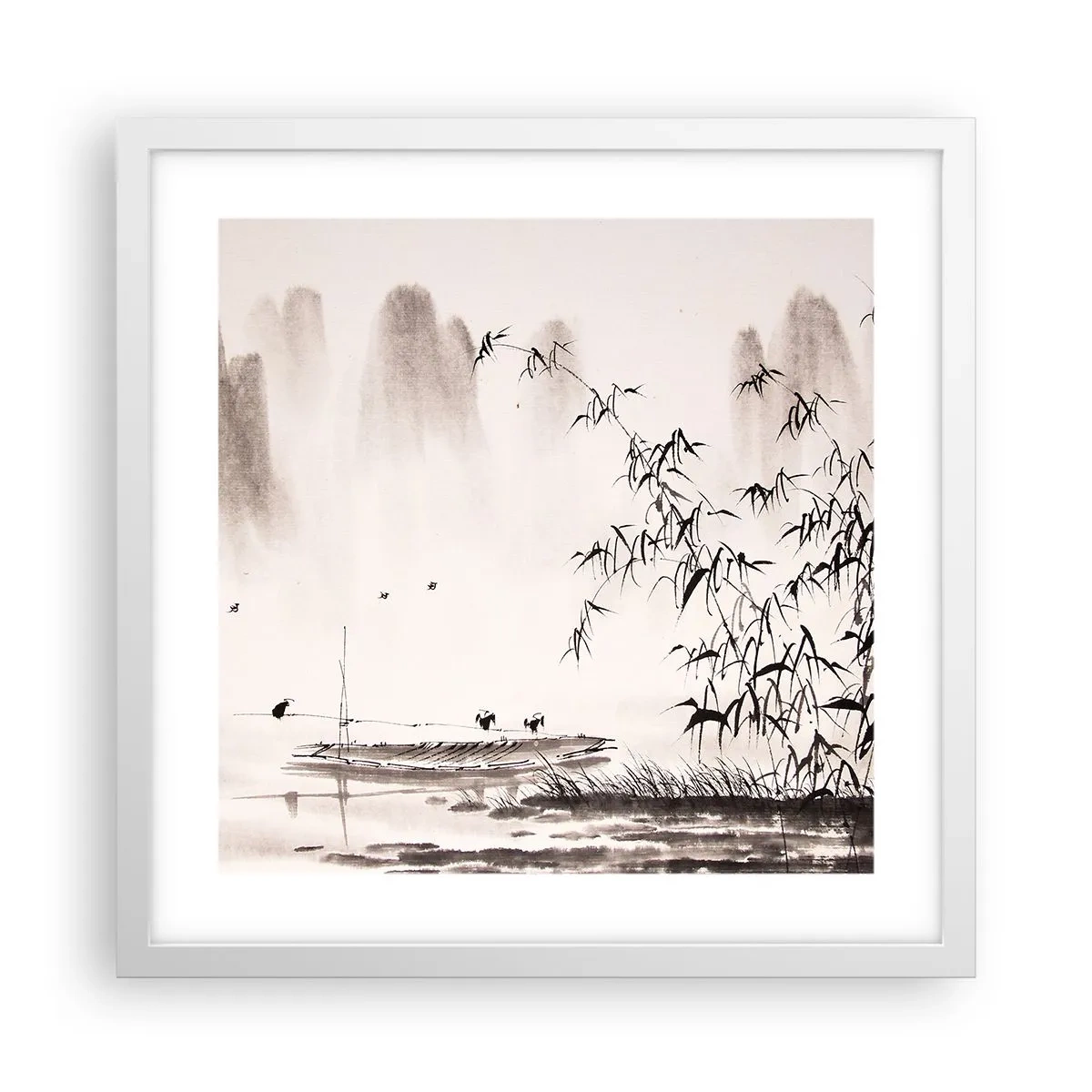 Poster în ramă albă - Liniștea câmpurilor de orez - 40x40 cm