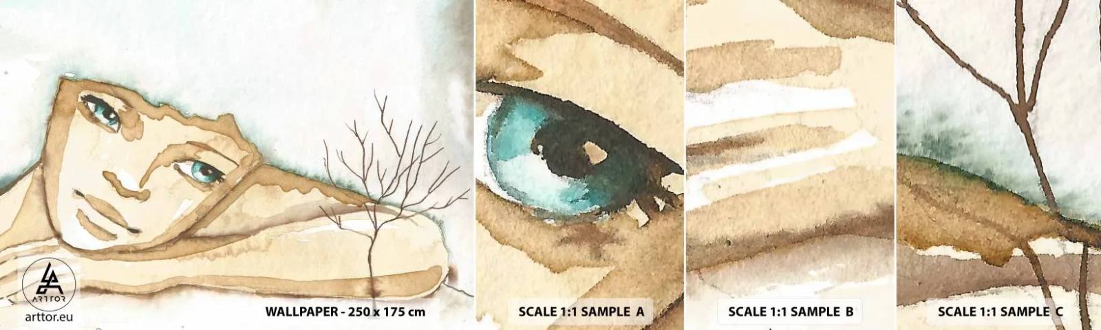 Mostră tapet autocolant Deluxe Sticker - Copacul poeziei crește din tăcere - Basm, Abstracția, Pentru copii - 100x30 cm