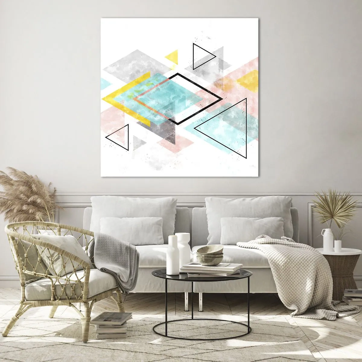 Tablou pe sticlă - Joc geometric - 30x30 cm