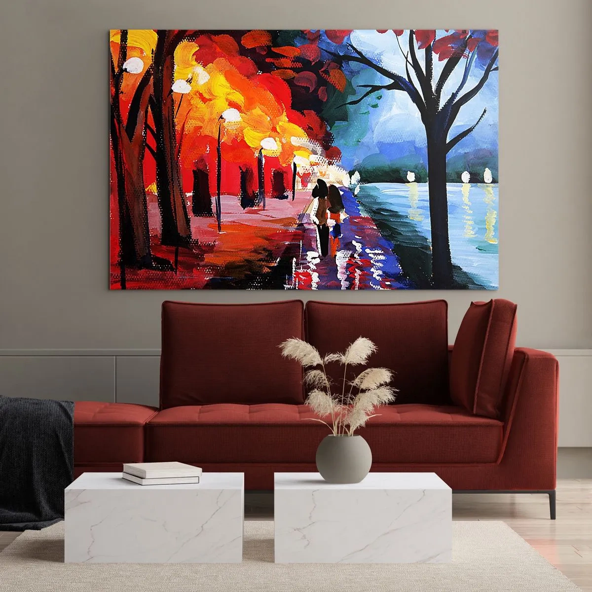 Tablou pe sticlă - Toamnă înflăcărată în parc - 100x70 cm