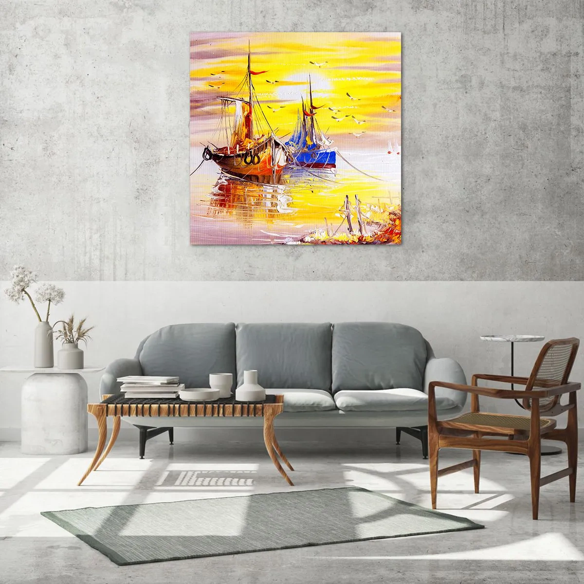 Tablou pe sticlă - O binemeritată odihnă în port - 30x30 cm