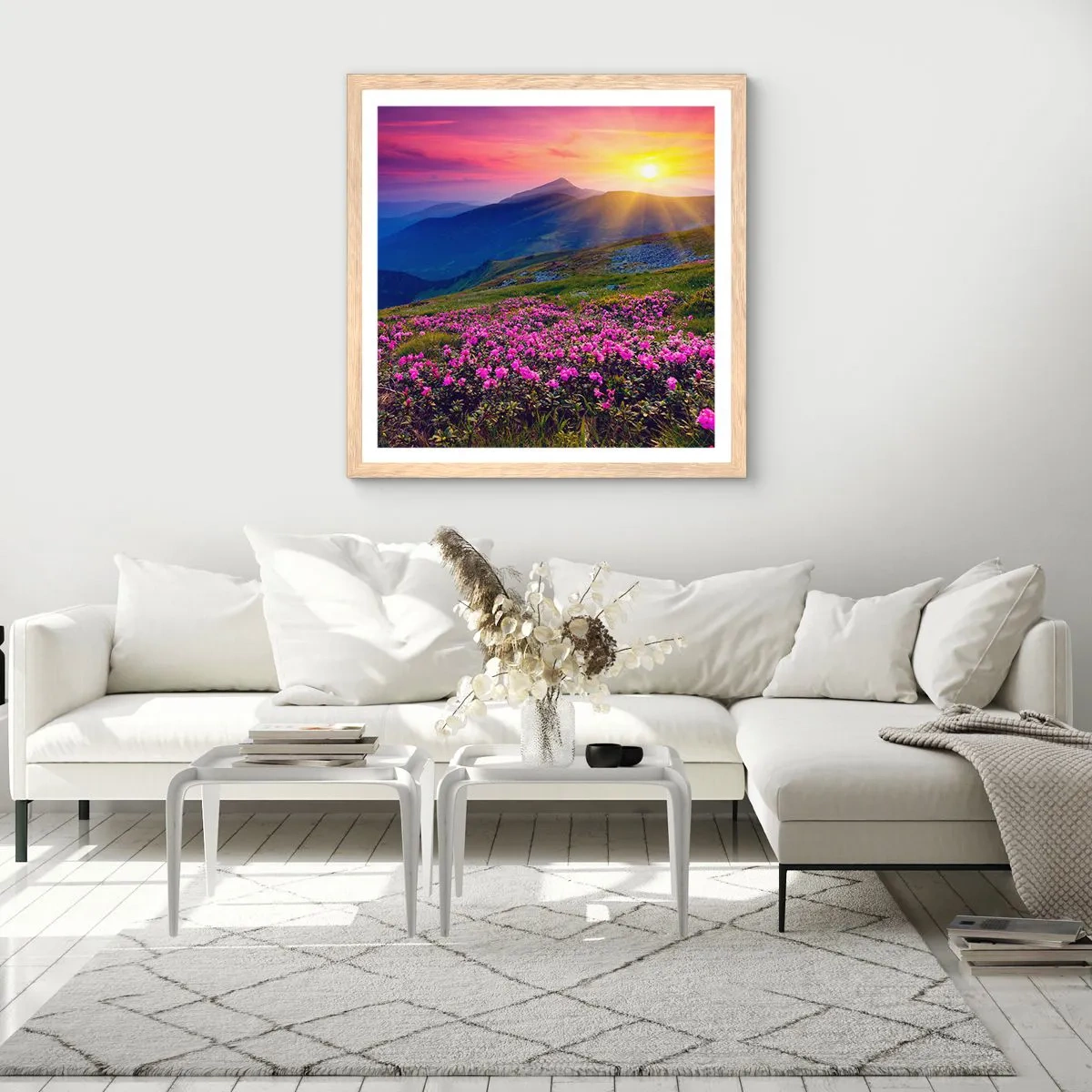 Poster în ramă de stejar deschis - ... Și peste tot în jur se simte un miros de jneapăn și parfum de ierburi... - 30x30 cm