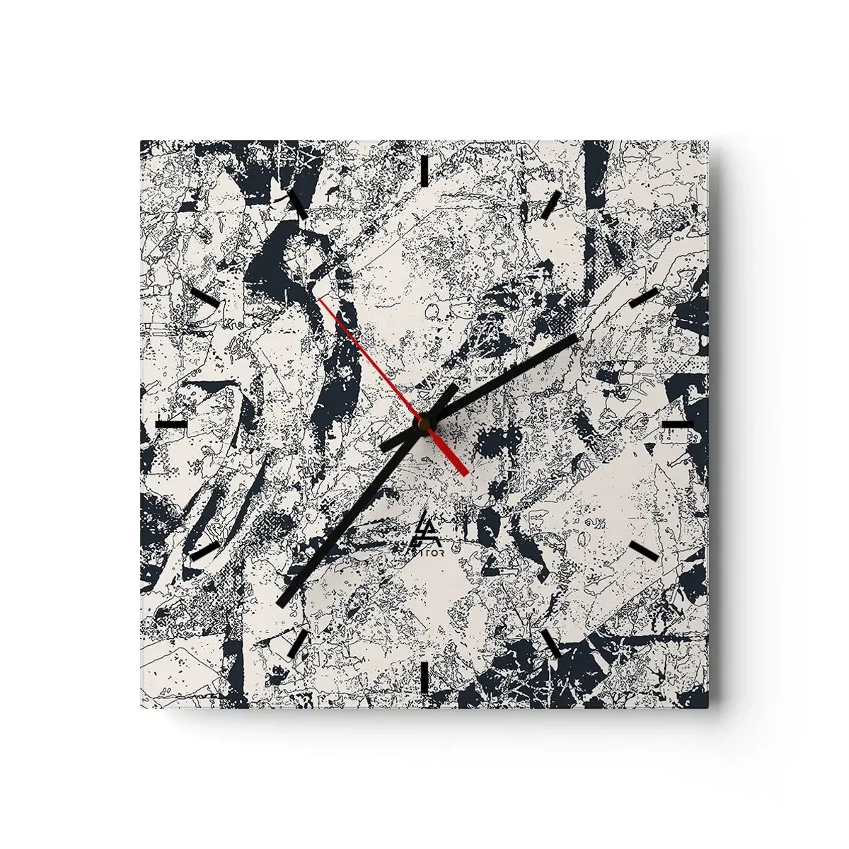 Ceas de perete - Ceas pe sticlă - Întrepătrunderea contrariilor - 30x30 cm