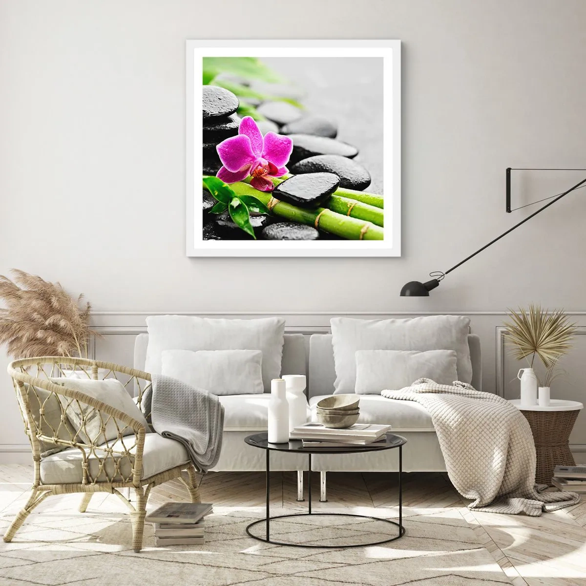 Poster în ramă albă - Într-un echilibru pașnic - 40x40 cm