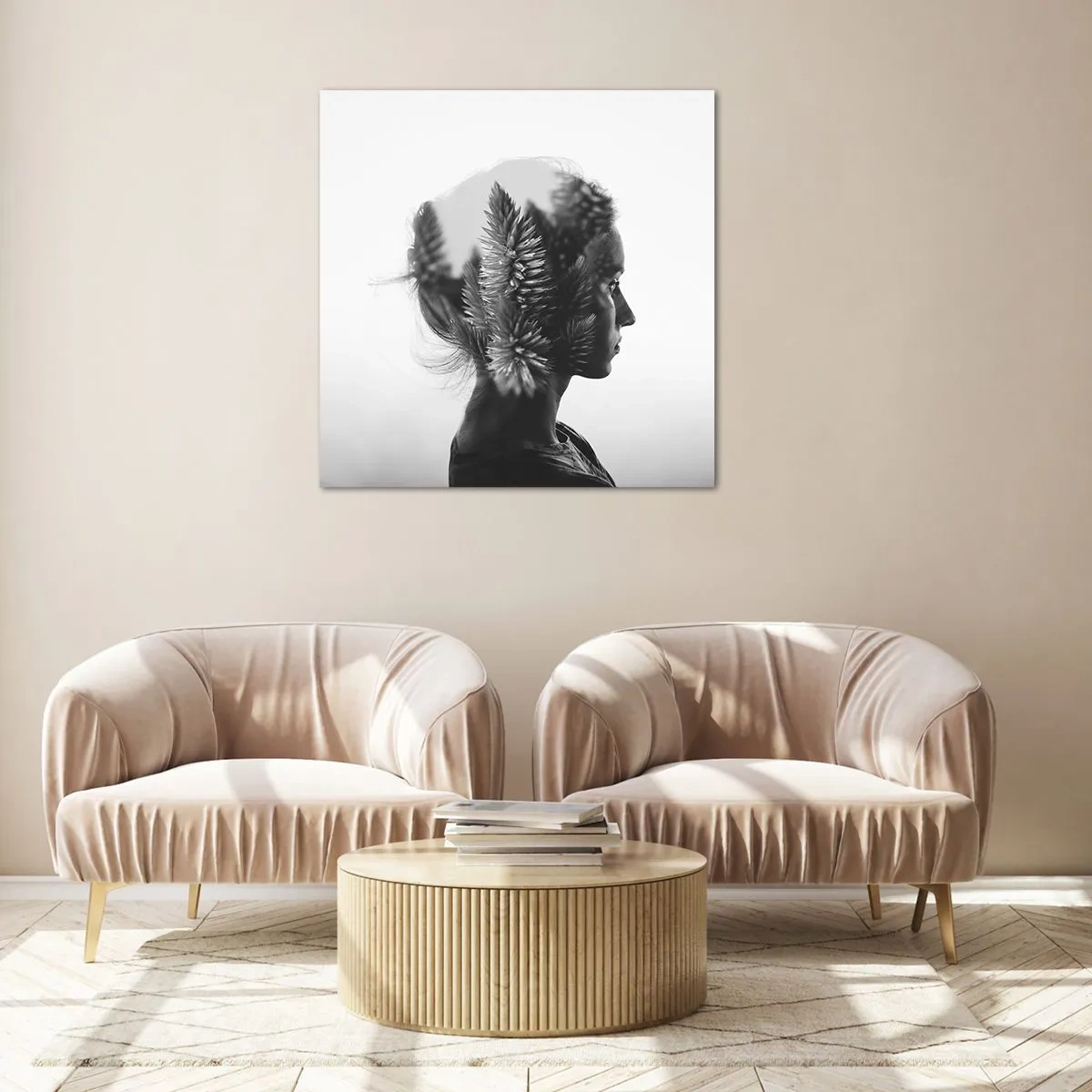 Tablou pe sticlă - Doamna din pădurea de pini - 70x70 cm
