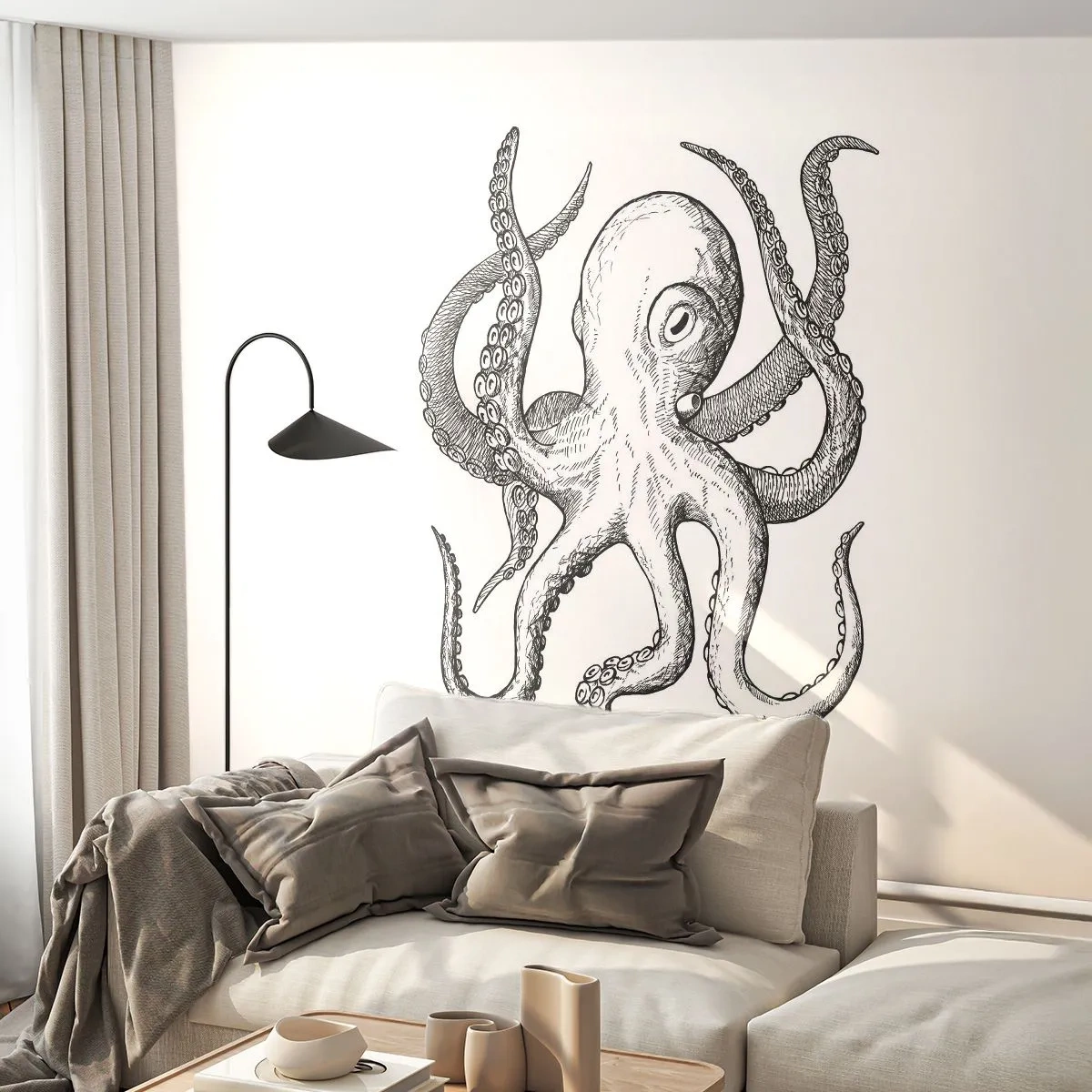 Tapet Standard Eco - Dansând cu valurile - Caracatiță, Desen, Litoral - 150x105 cm