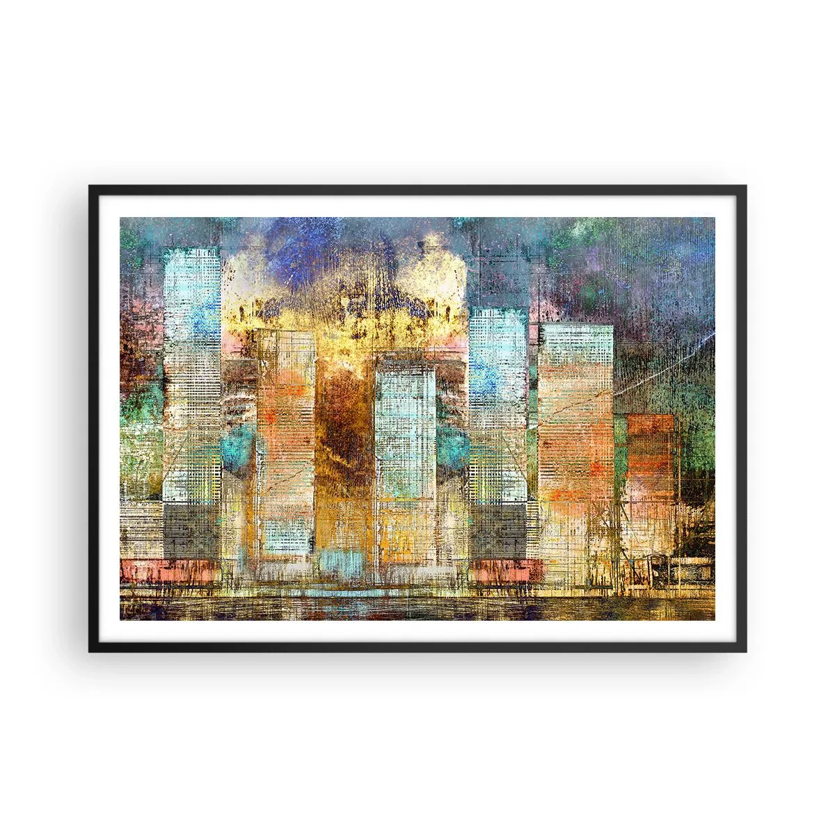 Poster în ramă neagră - Metropola însorită - 100x70 cm