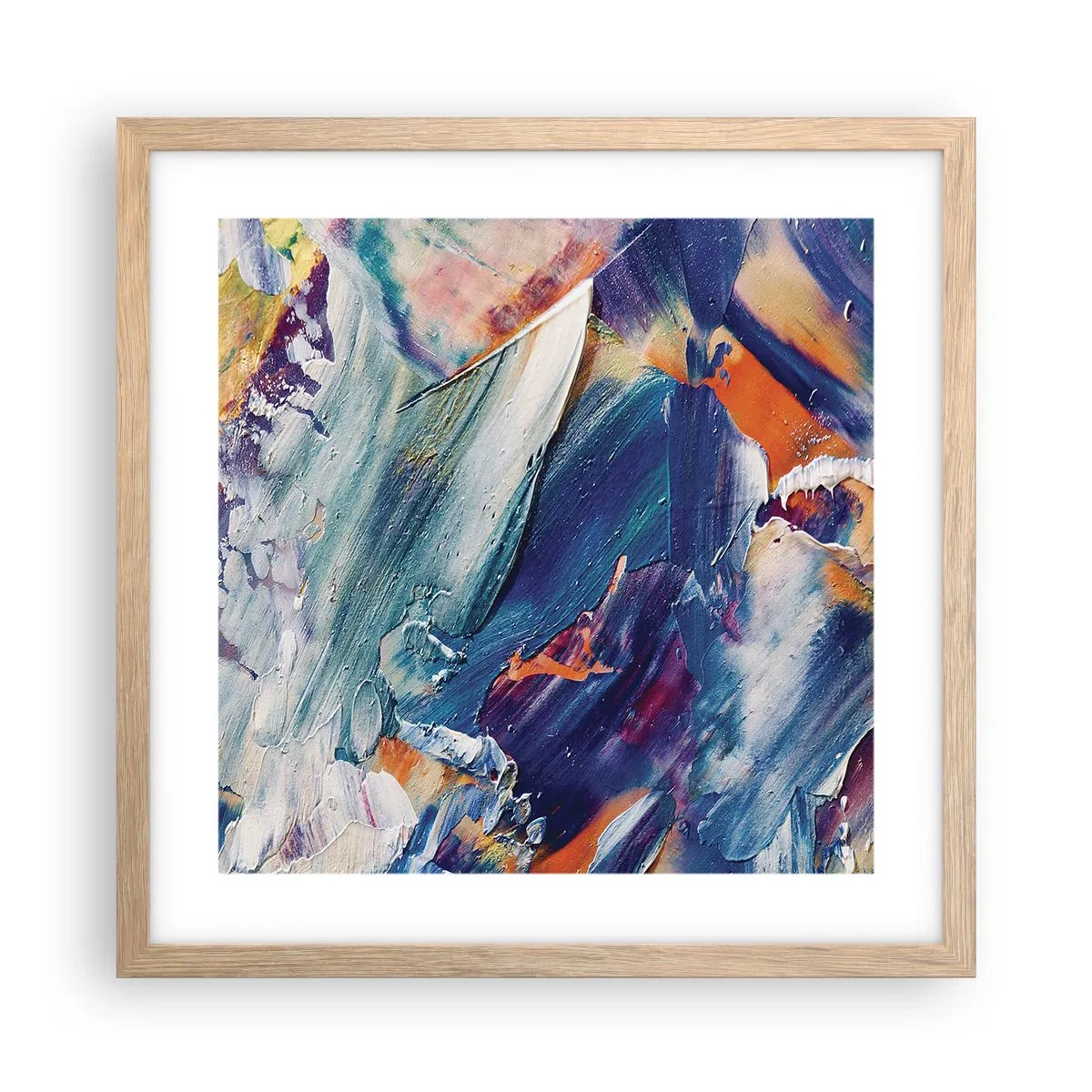 Poster în ramă de stejar deschis - Confuzie de culori - 40x40 cm