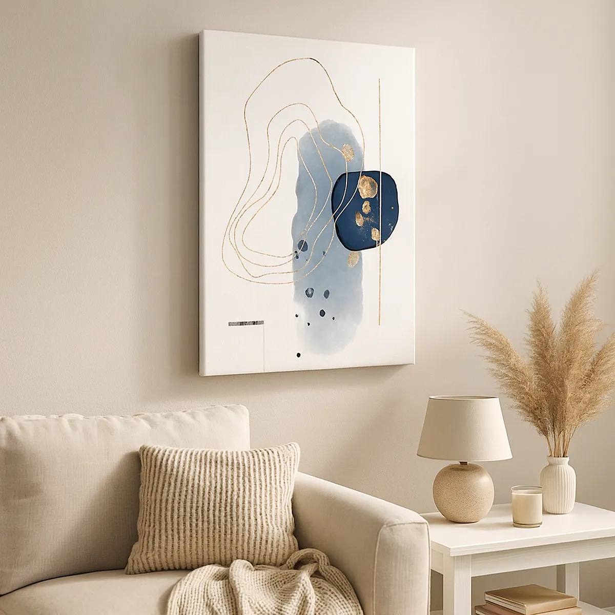 Tablou pe pânză - Fantezie albastru-auriu - 50x70 cm