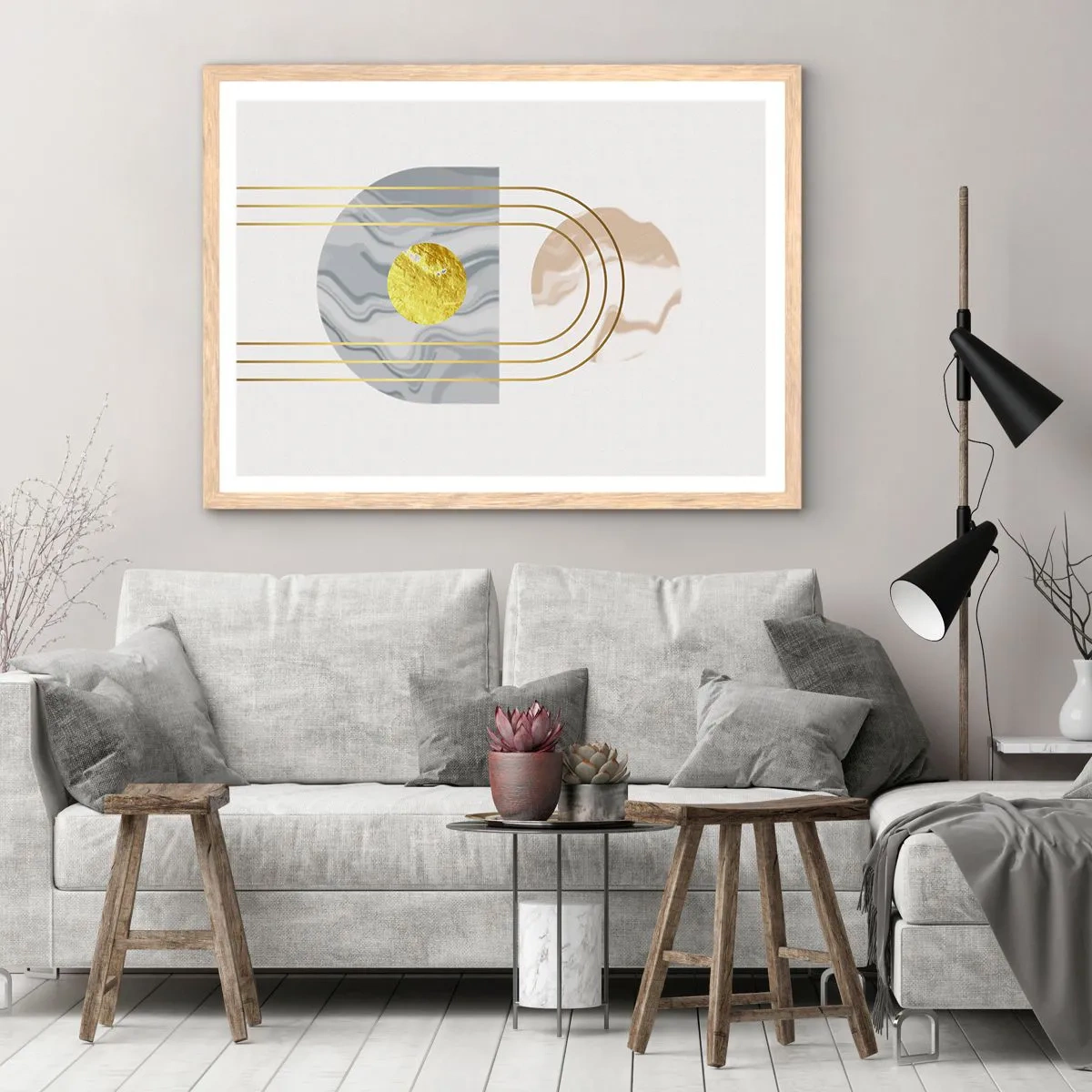 Poster în ramă de stejar deschis - Lumină și strălucire - 100x70 cm