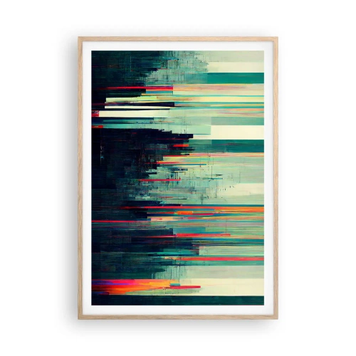 Poster în ramă de stejar deschis - Oraș futurist - 70x100 cm